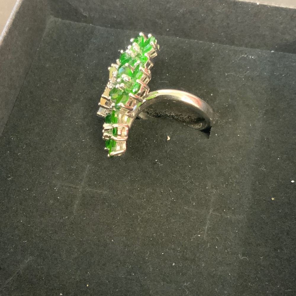 Sterling Silver Diopside and Ethiopian Opal Floral Butterfly Ring - Picture 2 of 6
